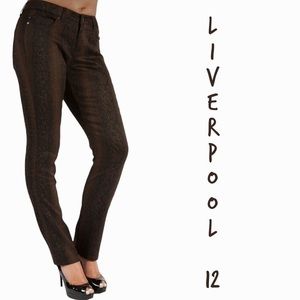Liverpool brown python print sadie straight leg jeans size 12